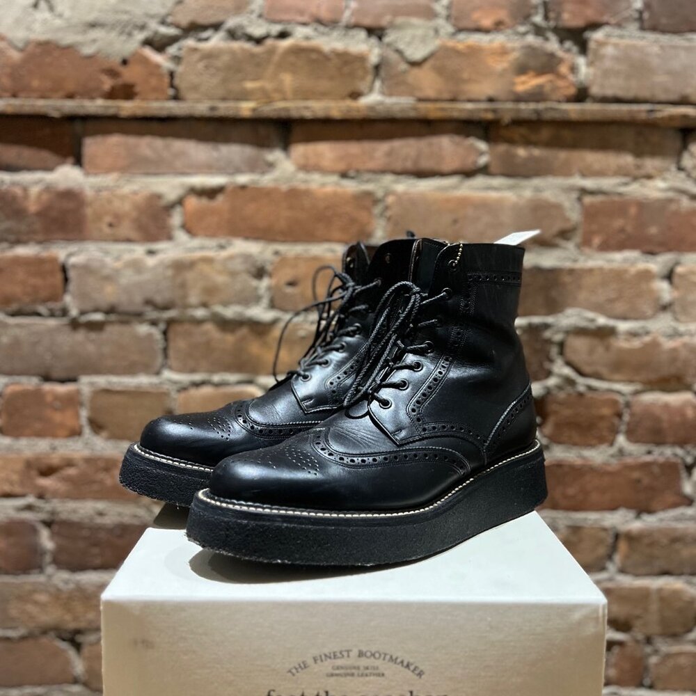 Foot the Coacher W.W Wingtip Boots – Black Leather / Crepe Sole